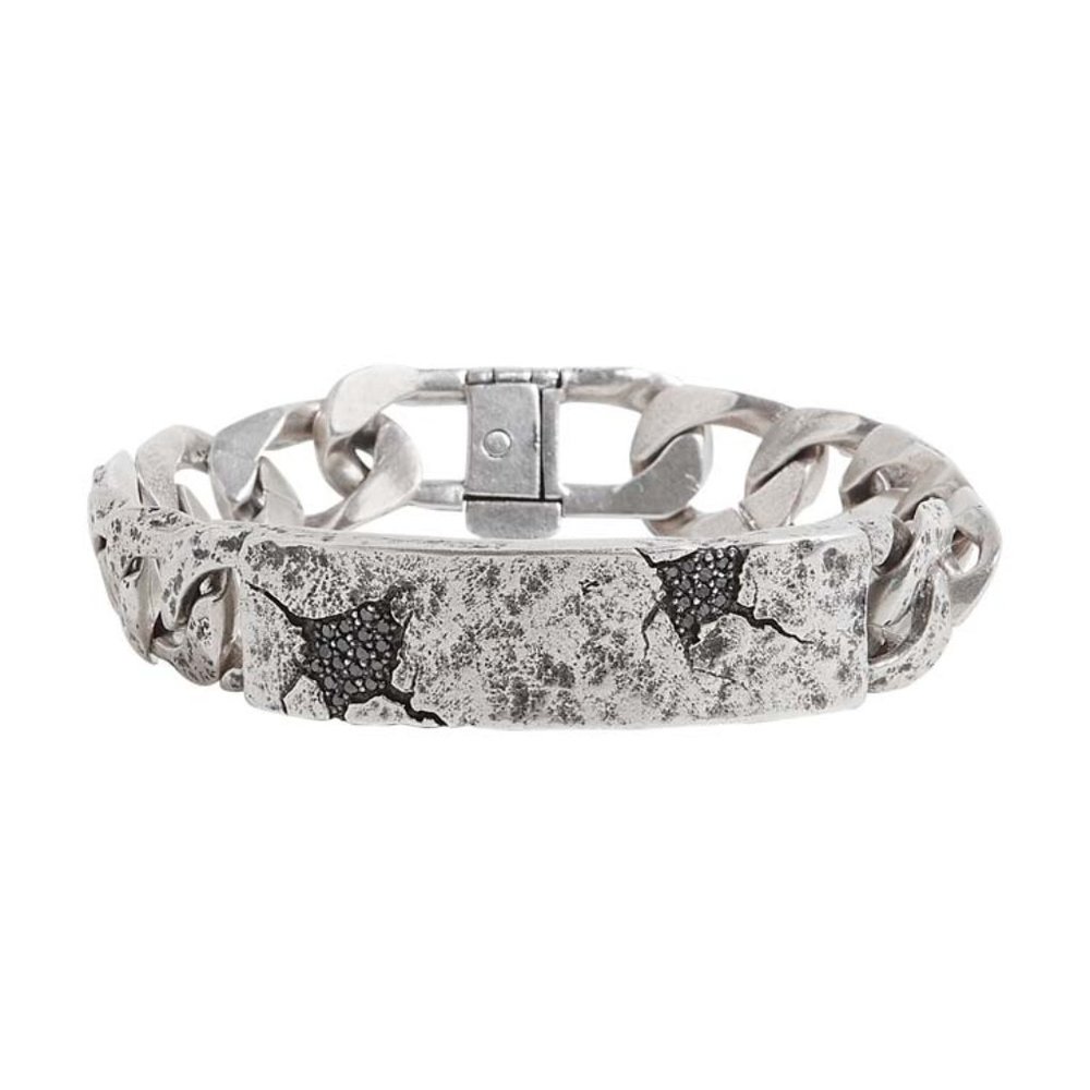 John Varvatos, ID Bracelet with Black Diamonds